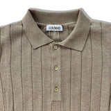 Ribbed Long Sleeve Polo in Tannaro