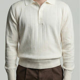 Ribbed Long Sleeve Polo in Latte