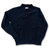 Ribbed Long Sleeve Polo in Mistero