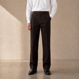Single Pleat Trouser in Deep Brown