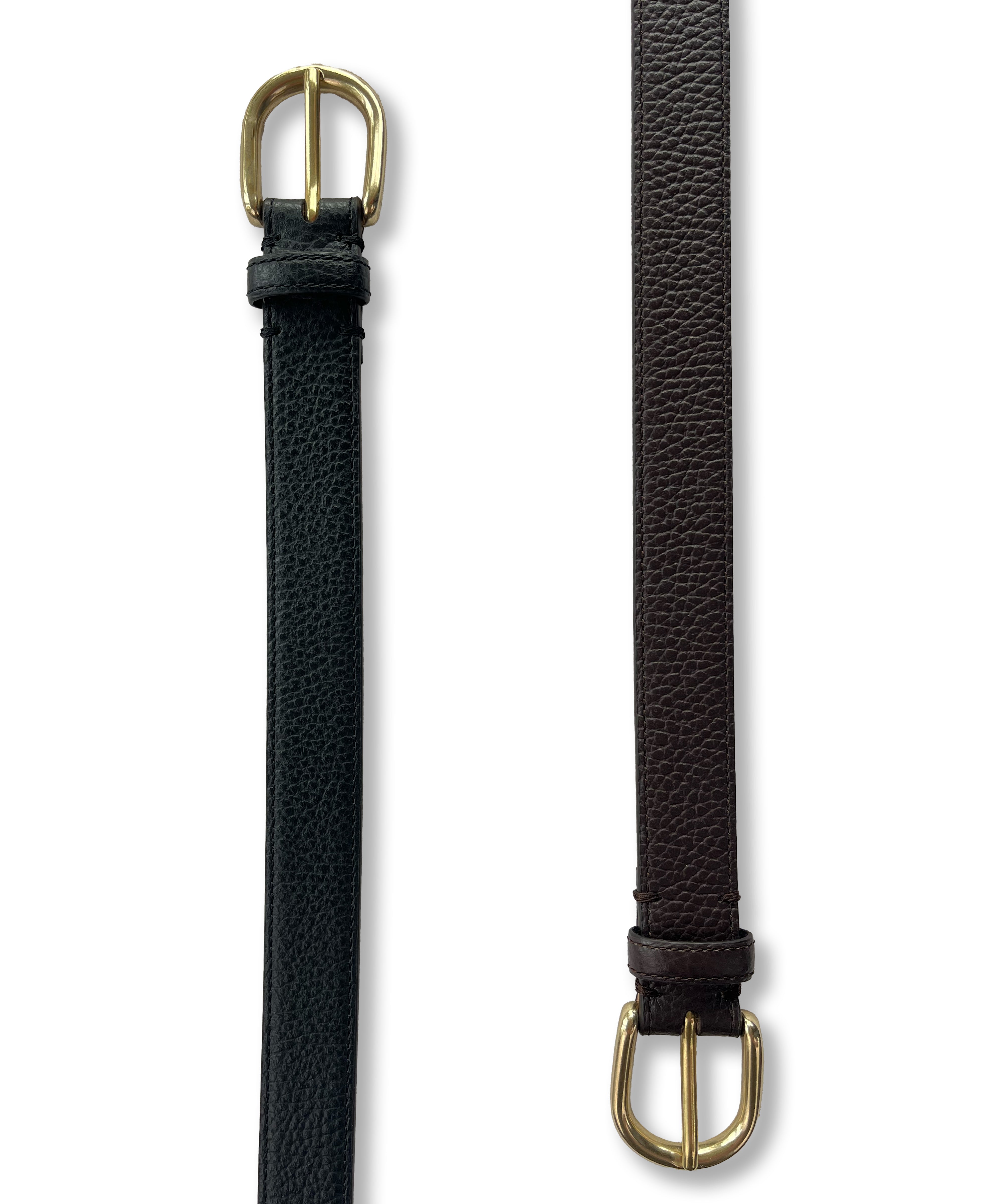 Grained Leather Belt in Nero
