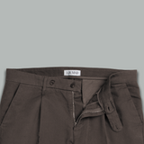 Single Pleat Twill Trouser Brown