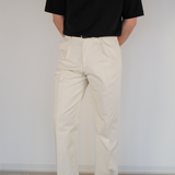 Single Pleat Twill Trouser Ivory