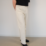 Single Pleat Twill Trouser Ivory